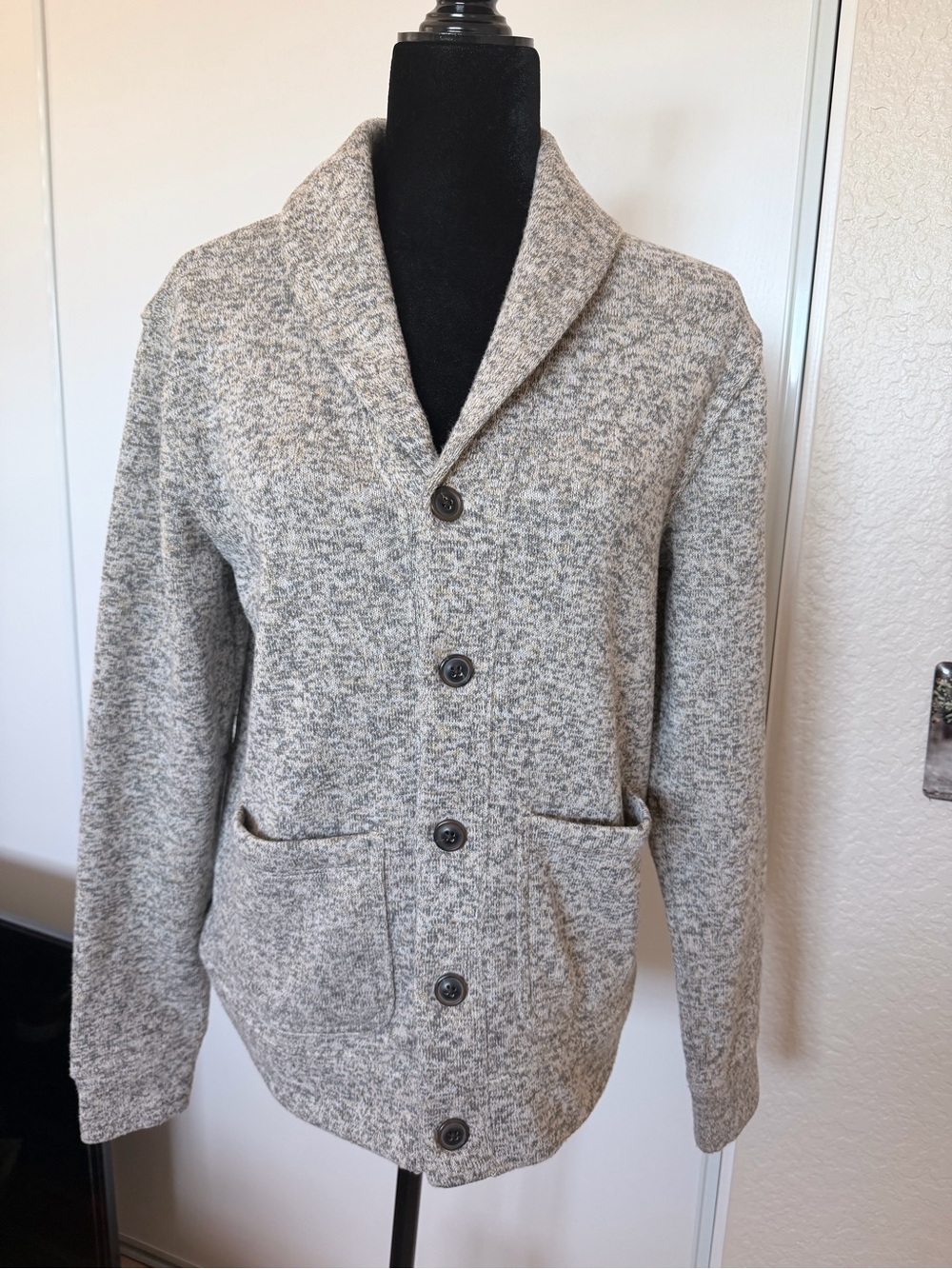 Old Navy Men's Shawl Collar Cardigan - Light Gray Marled
